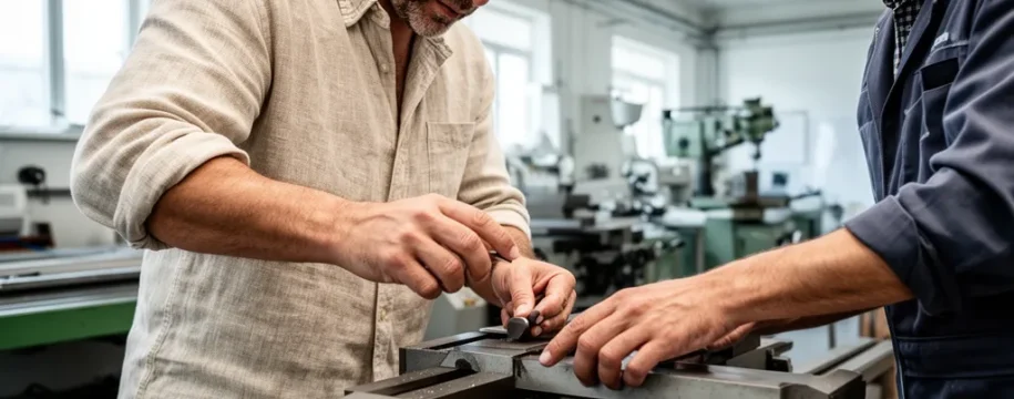 Adulte en formation professionnelle alternance apprenant geste technique avec formateur