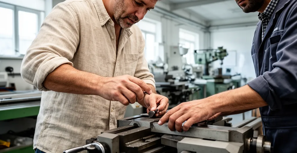 Adulte en formation professionnelle alternance apprenant geste technique avec formateur